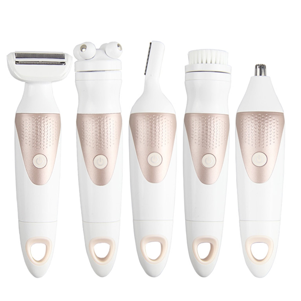 5 in 1 kvinder hårfjerning dame barbermaskine uldenhed epilator kvindelig barbermaskine øjenbryn næse elektrisk trimmer ansigtsrensning