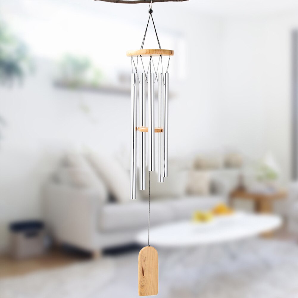 Balcon bois mémorial crochet suspendus maison cour durables pour Patio extérieur vent carillons ton profond jardin salon: Argent