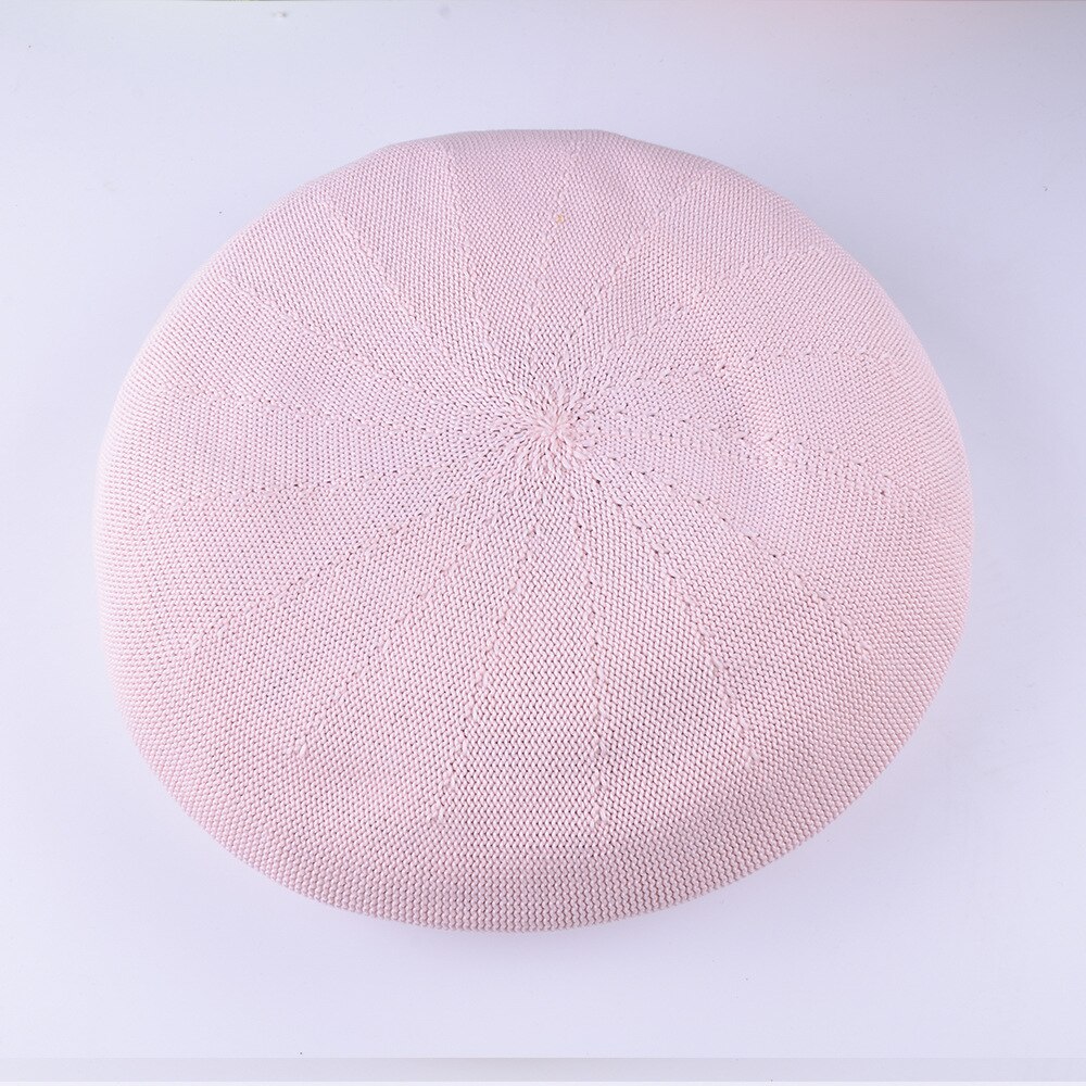 Spring Summer Breathable Hat Ladies Cotton Linen Solid Candy Color Beret French Artist Knitted Beret: 7