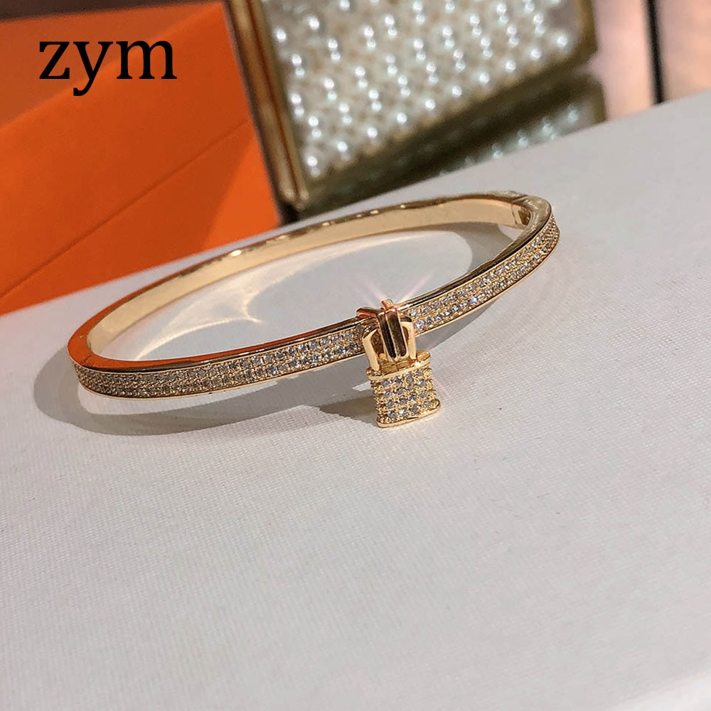 Popular brand lock Bracelet 5A zircon gold material European and American bracelet women's Bracelet