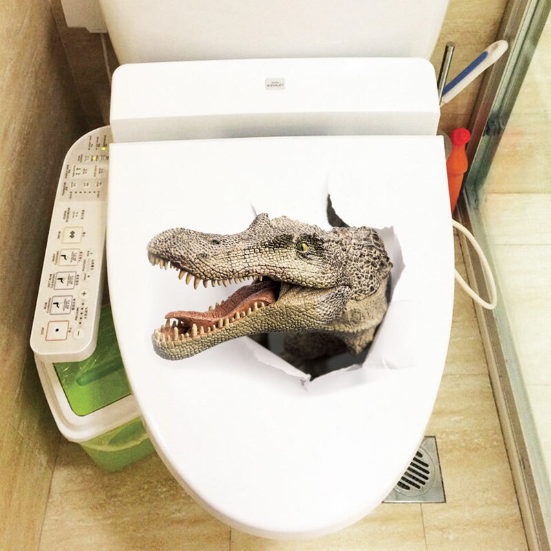 Animal Wall Stickers Stylish 3D Crocodile Graphic Vinyl Decals PVC wallpaper for Bedroom Fridge Toilet Car