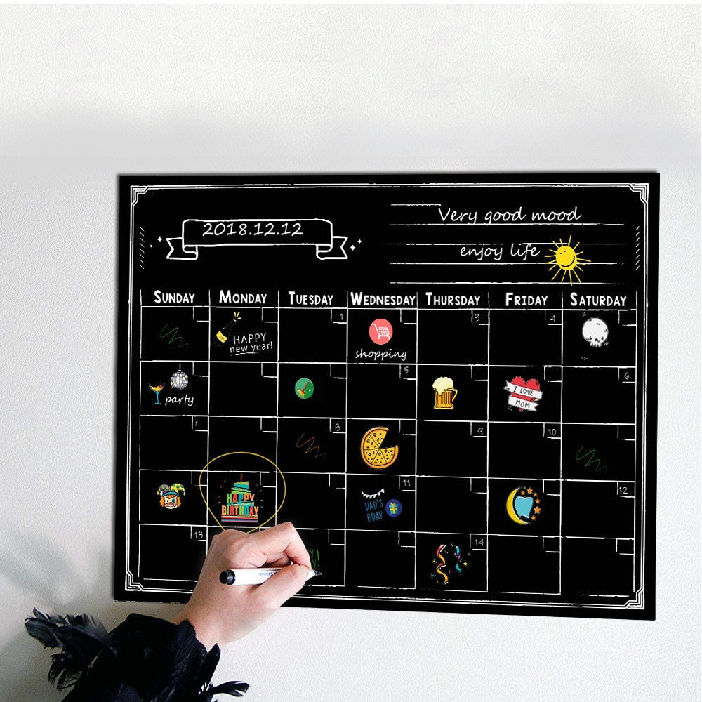 30*40cm DIY Koelkast Muursticker Maand Plan Kalender Schoolbord Schoolbord Kantoor Stijl Decor Behang