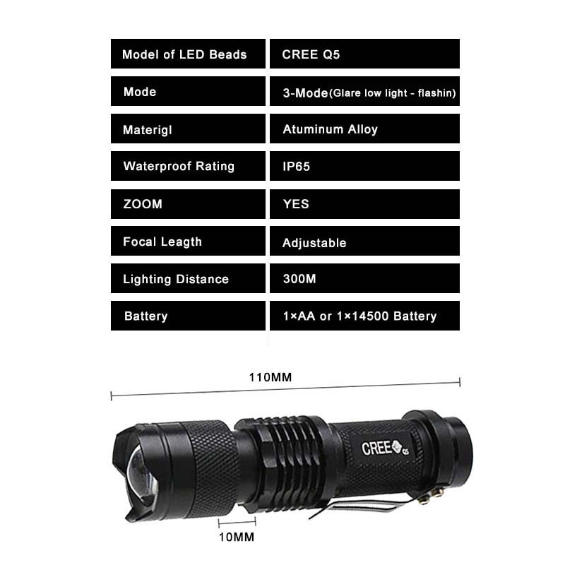 LED Portable Lanterns Q5 Flashlight Waterproof COB Camping AA 14500 Battery Flashlight For Camping Hiking Emergency Lighting