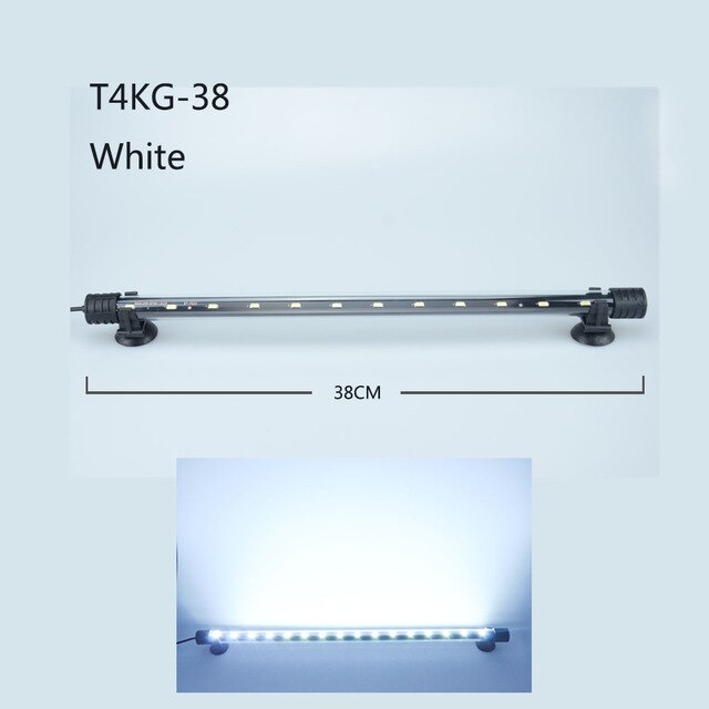 Luz LED impermeable para acuario, lámpara de pecera subacuática, decoración de acuarios, iluminación de plantas de 18-48CM, 220-240V, chip 5050: 38cm white