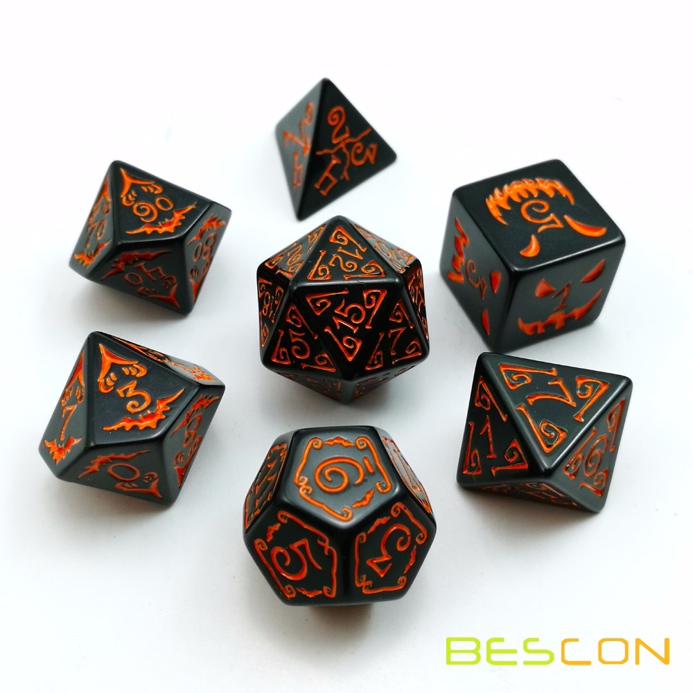 Bescon Halloween Polyhedrale Dobbelstenen 7 Stuks Set, halloween Rpg Dobbelstenen Set D4 D6 D8 D10 D12 D20 D % Set Van 7 Halloween Dobbelstenen-Dnd Dobbelstenen