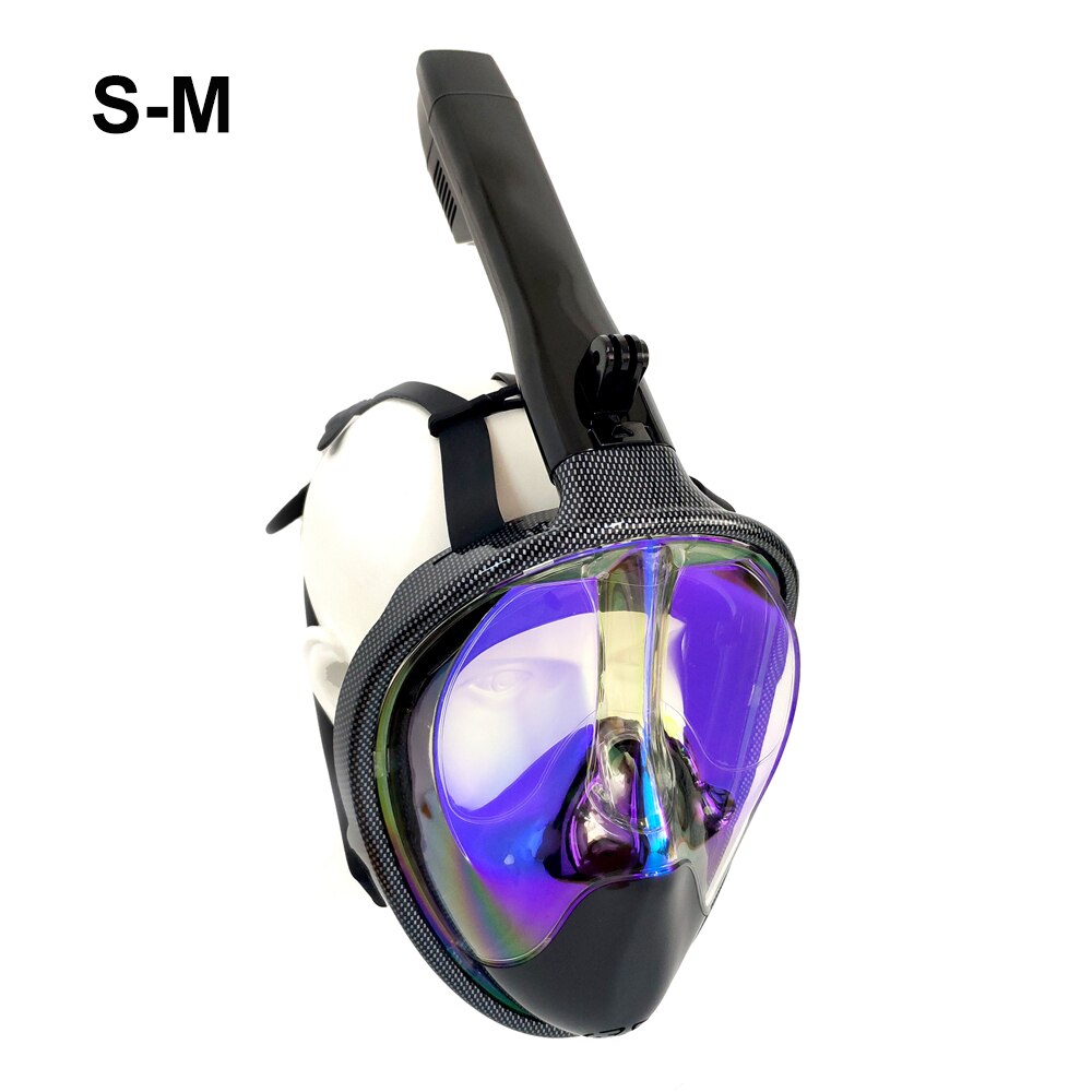 Diving Mask Scuba Mask Underwater Anti Fog Full Face Snorkeling Mask Women Men Kids Swimming Snorkel Diving Equipment: Plated-Blue S-M