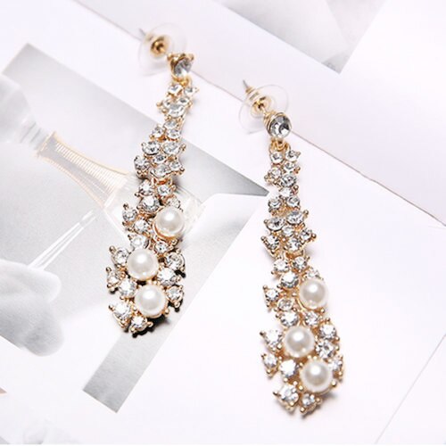 Boucles D'oreilles Cristal Aile Délicate - Strass, Pendentif Goutte, Pour Fêtes Ou Cosplay - 2