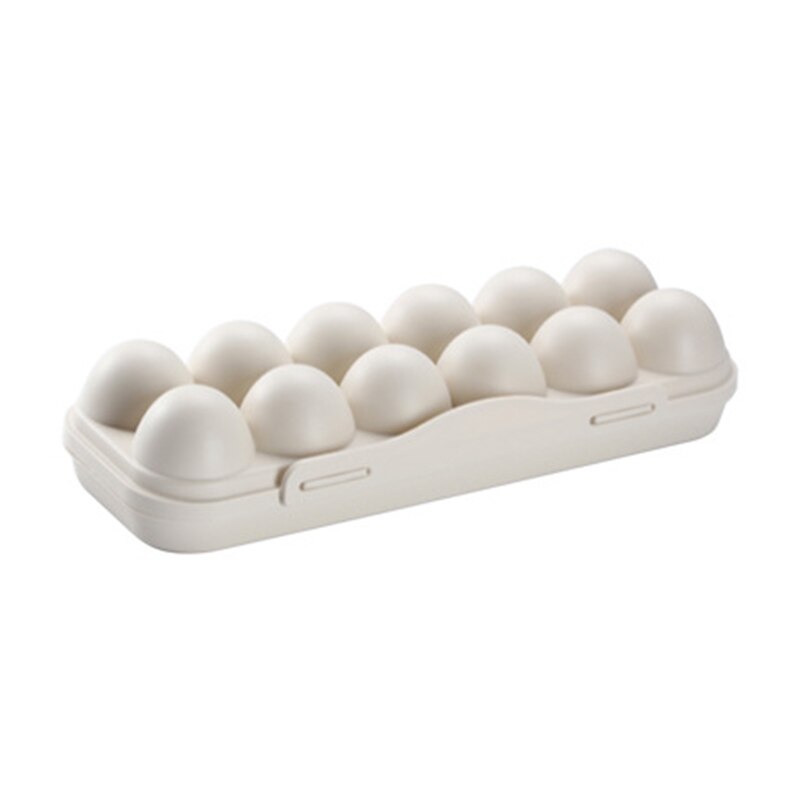 Household Kitchen Fresh-keeping Egg Storage Tray Eggs Dispenser Egg Storage Box with Lid Buckle Type: Khaki - 12 grids