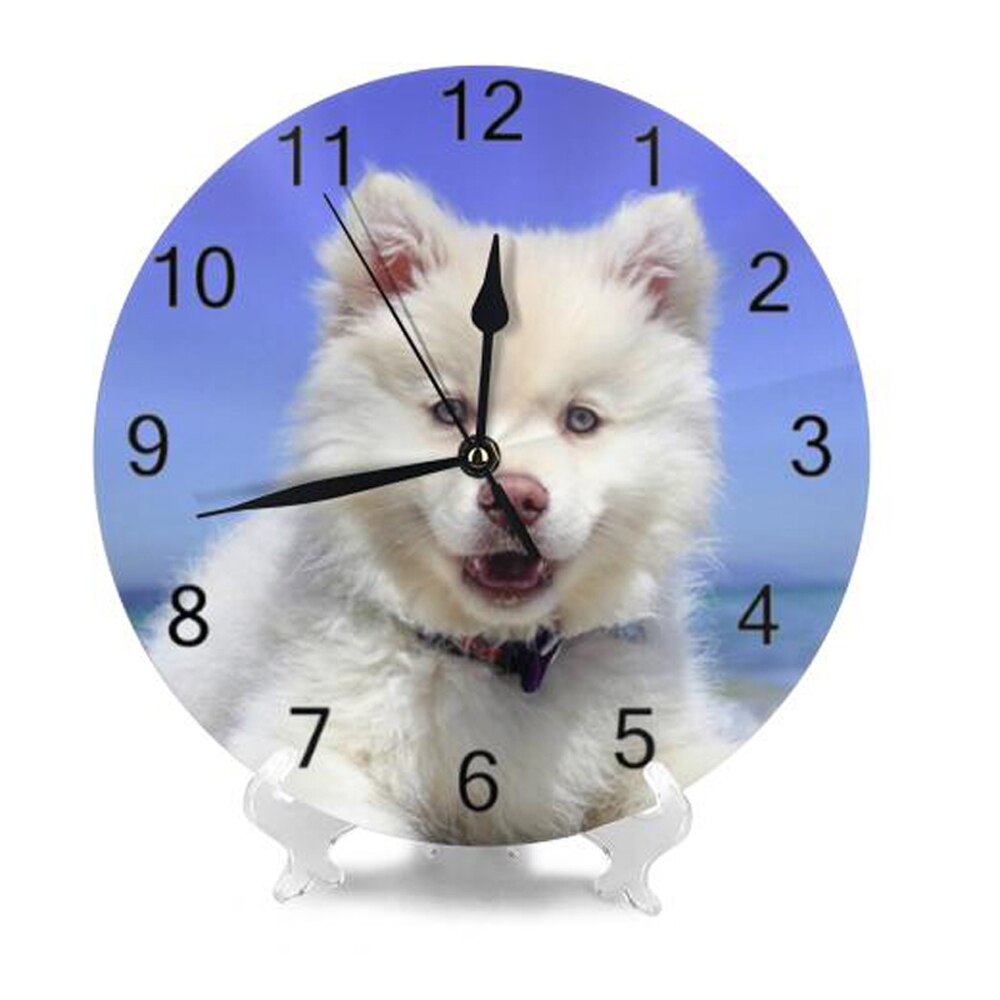 Round Wall-Clock Pet Dogs Pattern Numeral Digital Dial Mute Silent Non-Ticking Battery Operated Clocks Wall Deaor Art: SZA1192