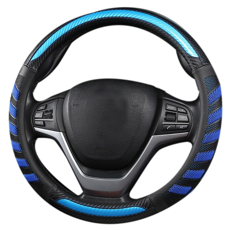 Car Steering Wheel Cover Women Girl Breathable Braid on the Steering Wheel Universal Car Cover: Blue