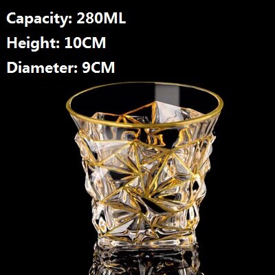 European Classical Thick Crystal Outline In Gold Luxurious Whiskey Tumbler Old Fashioned Verre Whisky Glass Chivas Vodka Cup: D