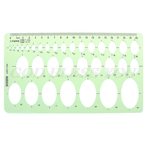Plantilla geométrica para estudiantes, herramienta de medición con 9 reglas diferentes, círculos de plástico verde,: 4307
