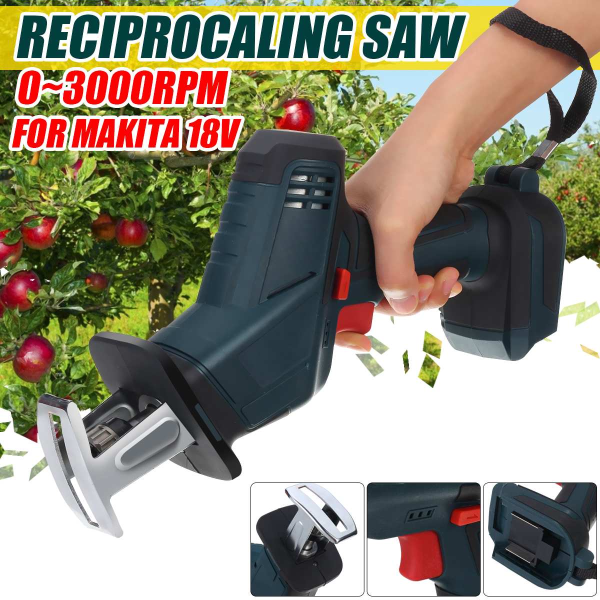 18V Reciprocating Saw Cordless Chainsaw Portable Replacement Electric Saw Metal Wood Cutting Power Tool for Makita Battery