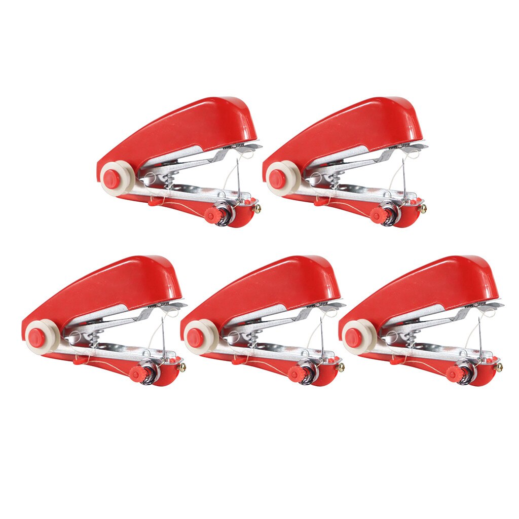 Portable Household Mini Hand Sewing Machine Quick Stitch Sew Needlework Cordless Clothes Fabrics Household Sewing Tools: White