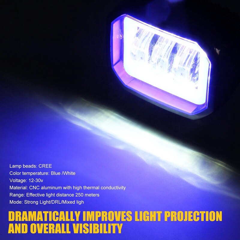 4 Inch Mistlamp 6000K 12-30V Vierkante Led Angel Eye Light Strip Off-Road Auto marine Verlichting Motorfiets Licht