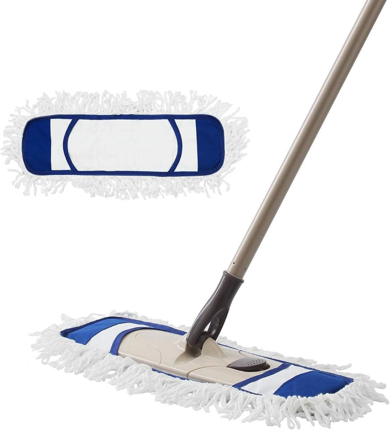 Flat Mop Microfiber Mops for Floor Cleaning with Extendable Adjustable Handle and 2 Washable Mops Pads for Wet & Dry Floor Clean