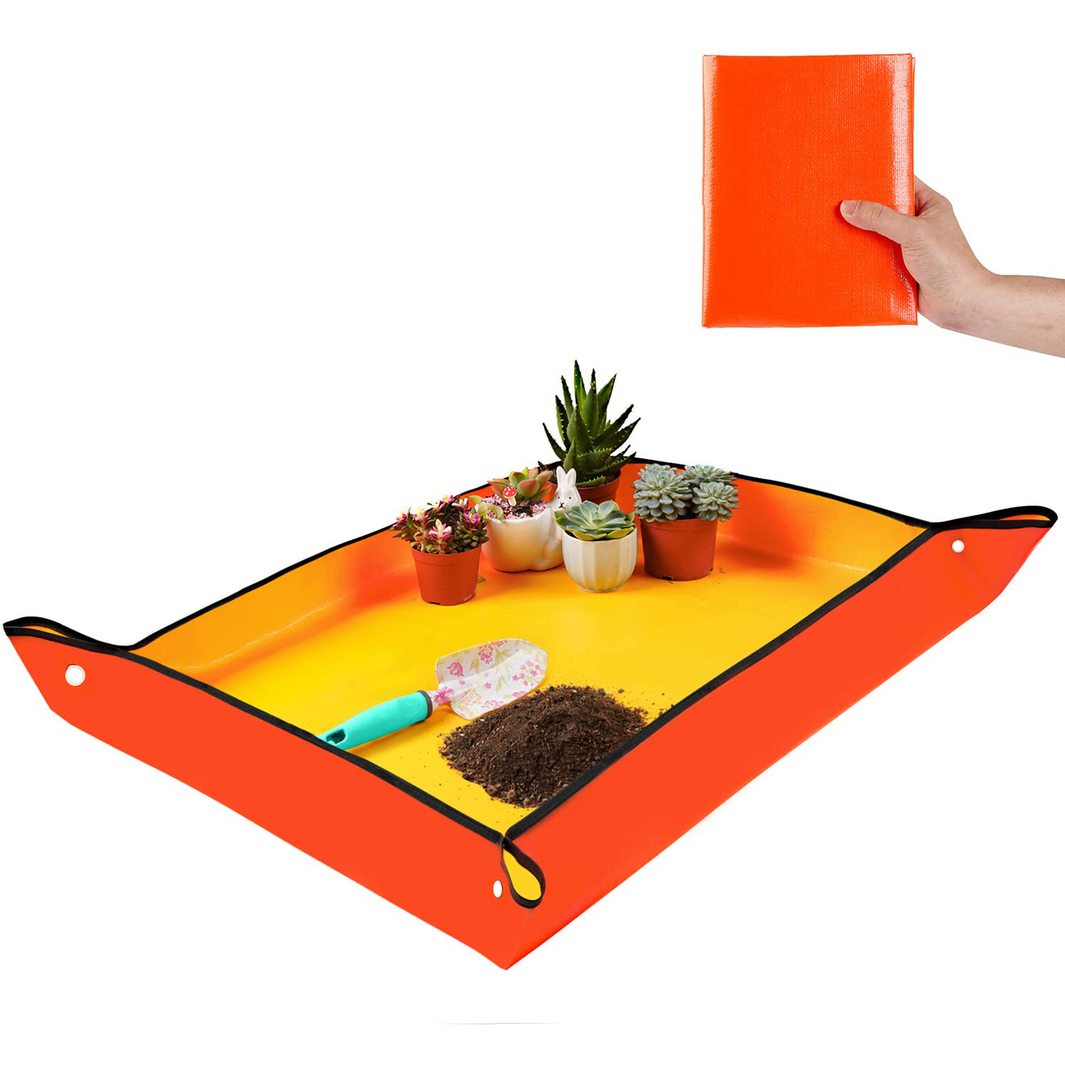 Plant Gardening Tray Mat PE Repotting Thickened Foldable Waterproof Plants Portable Potting Soil Anti-dirty Transplanting Tarp: S / light green
