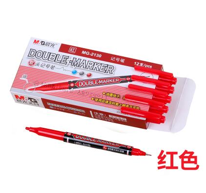 M&G Marker Pen Black/Blue/Red 12pcs/lot Double Toes Extra Fine Point Oil Ink Liner e-marker Safe School & Office Supplies MG2130