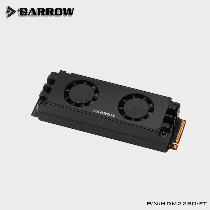 Barrow 2280 22110 PCIE SATA support multi specification M.2 Hard Disk Dual Fan Heat Sink Cooling radiator HDM2280-FT: Black