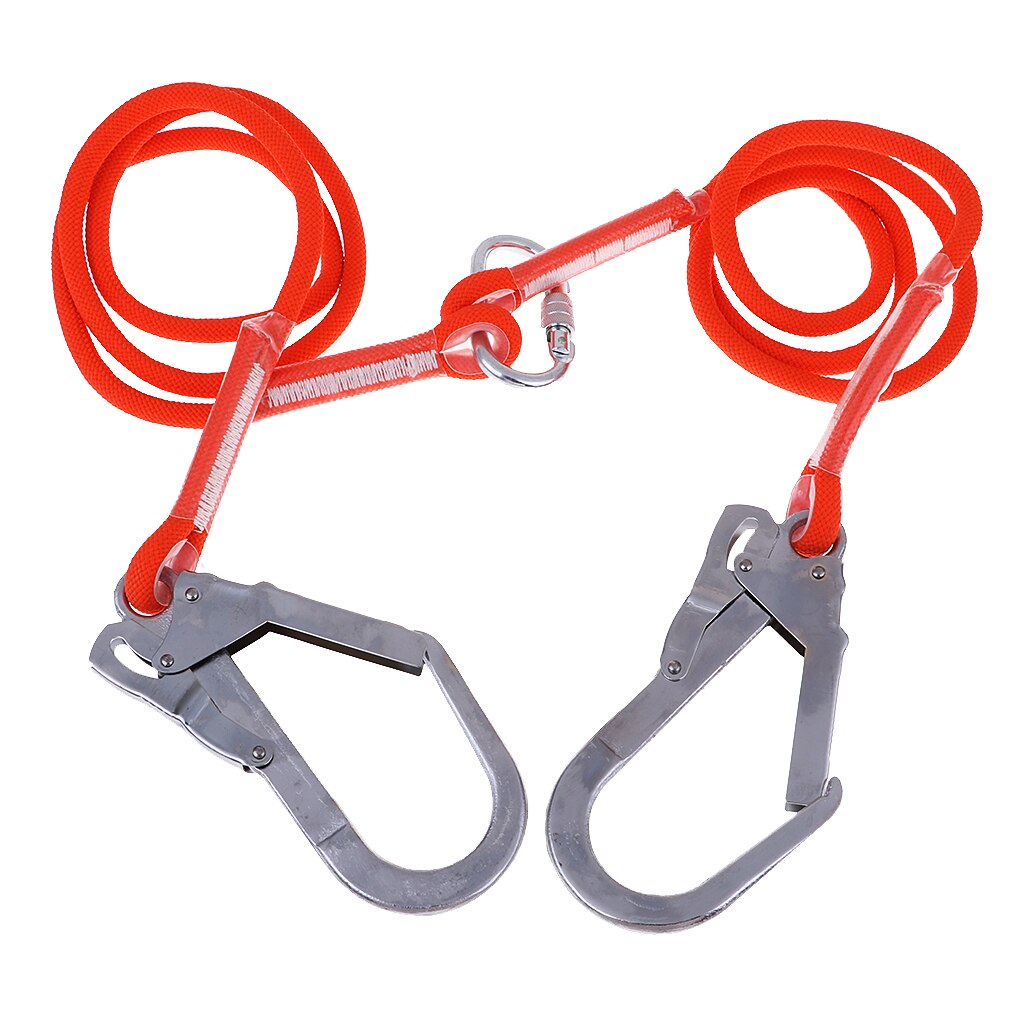 Safety Lanyard Outdoor Climbing Harness Belt Fall Protection Rope with Carabiners Single / Dual Leg Outdoor Climbing Accessories: 3m Double Rope L