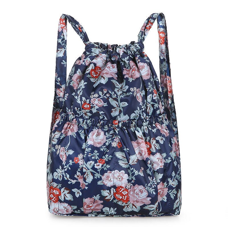 Vinatge Drawstring Backpacks Women Large Capacity Flower Ethnic Style Waterproof Nylon Rucksack Shoulders Backpacks: 13