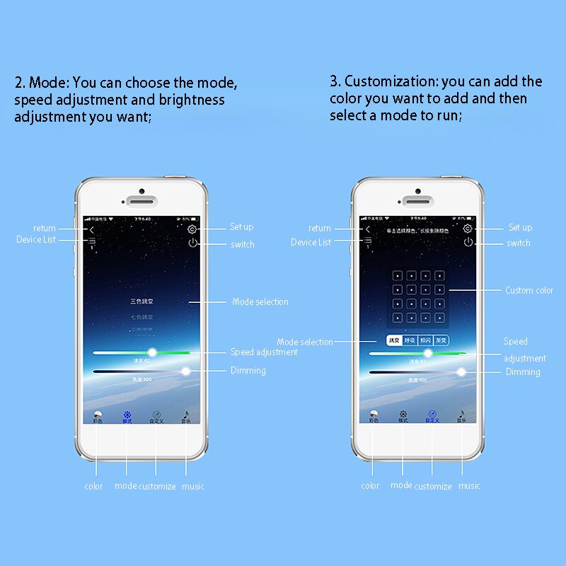 LED Bluetooth Remote Control with Voice Control 8368 RGB Music 4 Buttons Infrared 40 Button Controller
