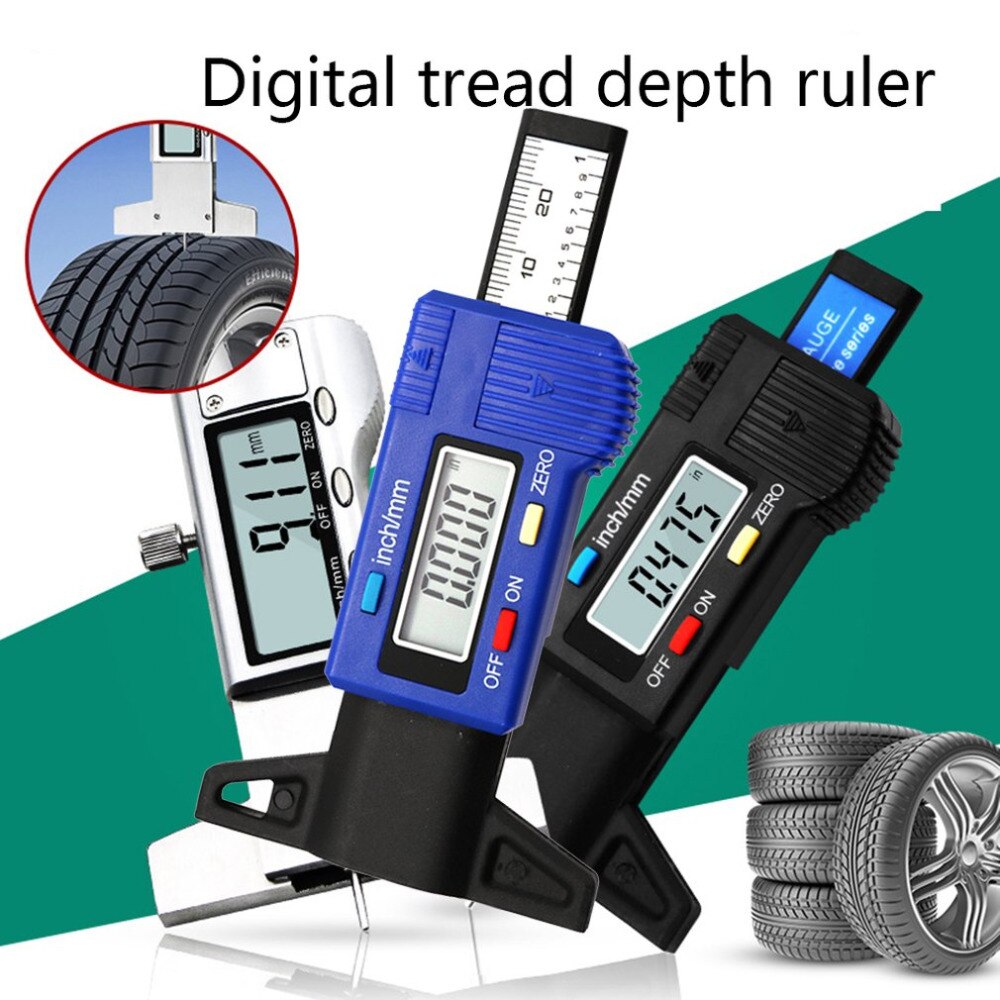 Car 0-25.4mm Digital Tyre Tire Tread Depth Tester Gauge Meter Measurer Tool Caliper LCD Display Tpms Tire Monitoring System