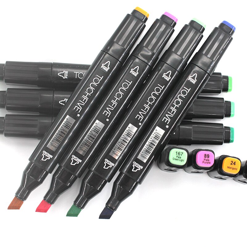 TOUCHFIVE Art Markets Set 24/40/60/80/168 couleurs stylo alcool double pointe croquis marqueur calligraphie/double pinceau Graffiti stylo