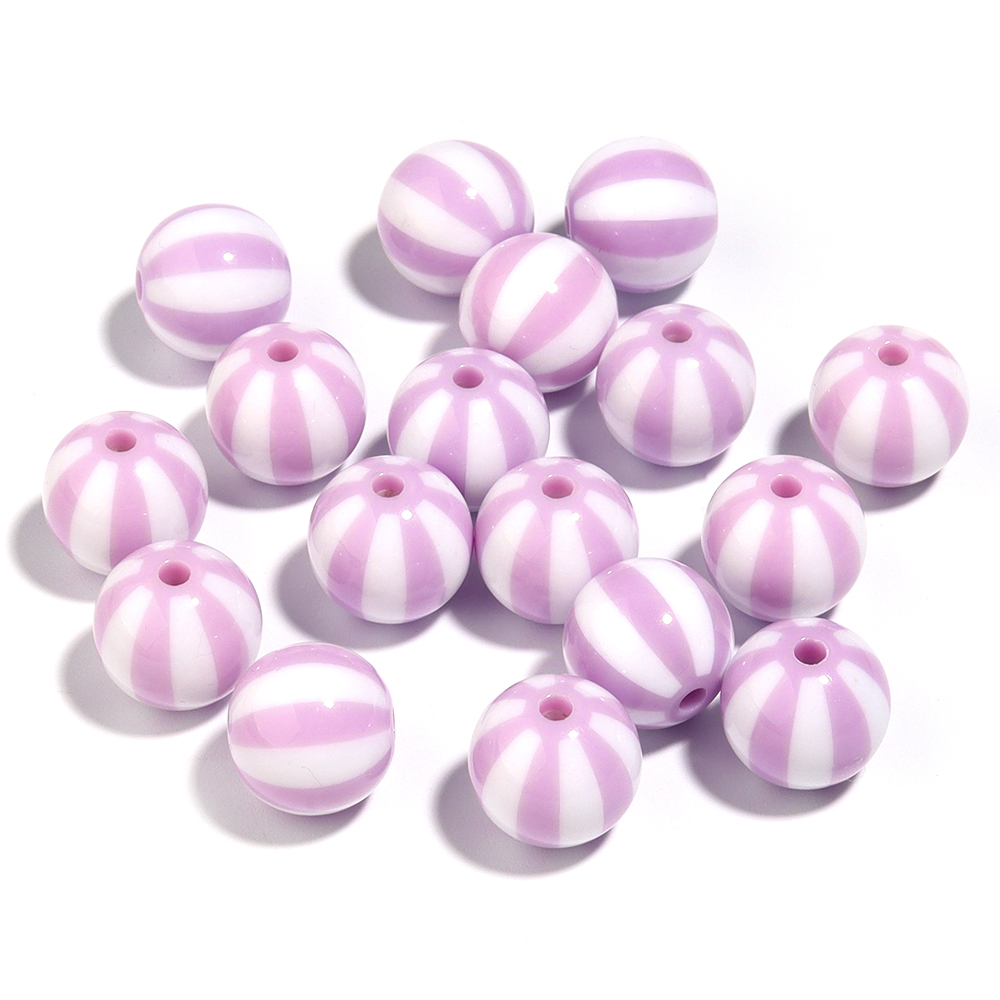 12mm 16mm 20mm akryl runde perler farvede stribede løse spacerperler til gør-det-selv håndlavede charms armbånd øreringe smykker fremstilling: Lilla / 3mm