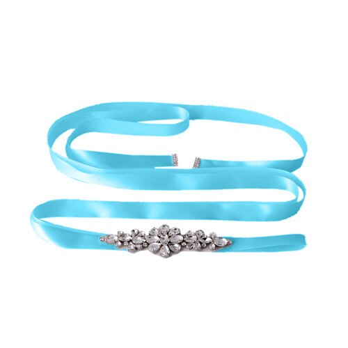 TRiXY S45 Handgemaakte Bruiloft Riemen Kristal Trouwjurk Riem Bruiloft Accessoires DIY Bruid Bridal Sjerpen Bridal Riemen: blue