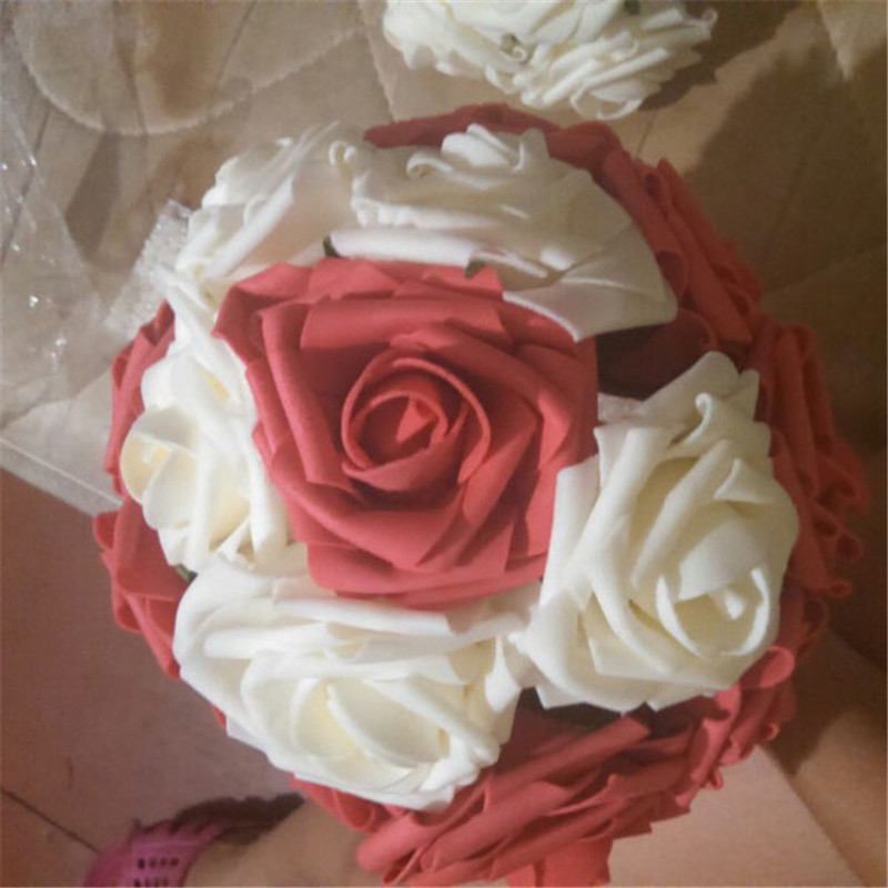 10 têtes 8CM artificielle Rose fleurs soie fleur boule centres de table décorations de mariage menthe décoratif suspendus fleur chaude