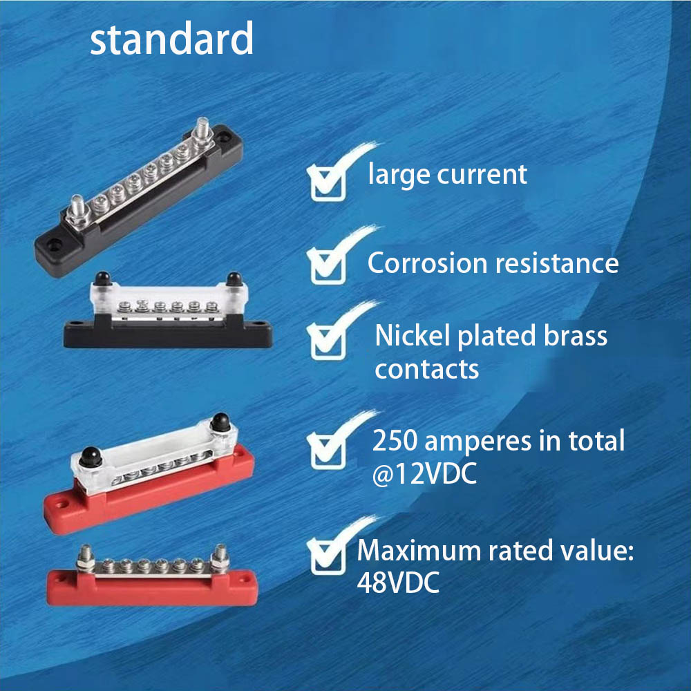 Power Distribution Block 6 Way Bus Bar Terminal Block 300V AC 48V DC 130A AC 150A DC Car Terminal Studs for Car RV Truck Boat