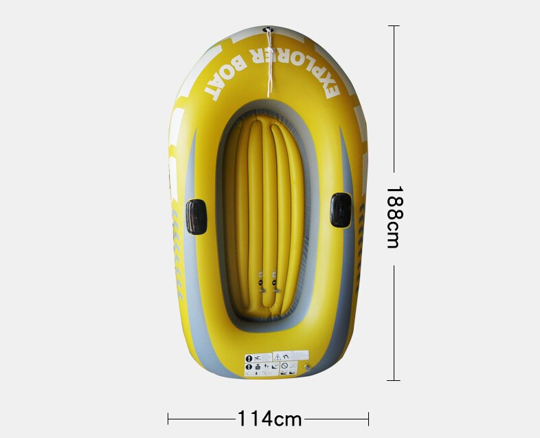 PVC inflatable boat fishing boat rubber boat PVC canoe thickened drift boat single seat boat double seat boat: Yellow double seat