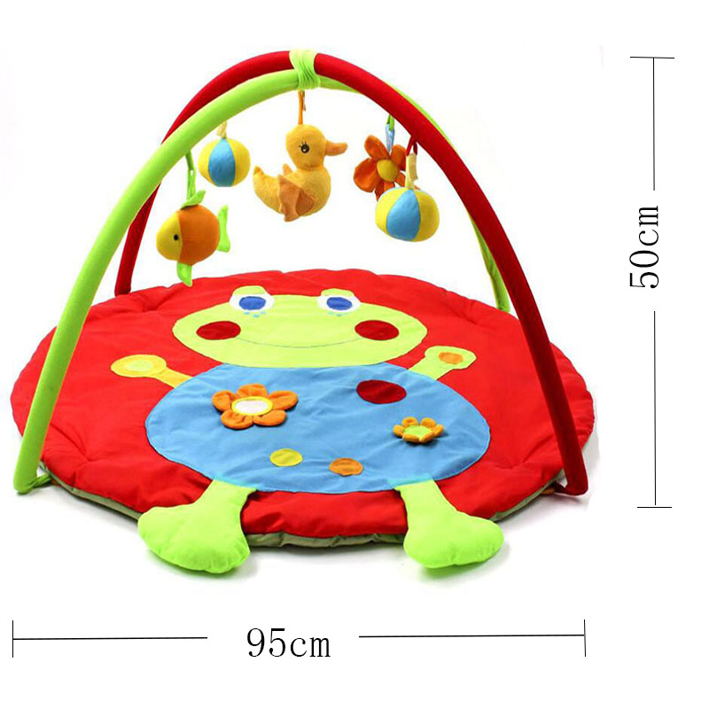 Cartoon Baby ​Activity Gym 0-12M Play Mat Gym Fitness Rack Kids Rug Animals Pad Toys Crawling Cotton Carpet Game with Rattles: frog