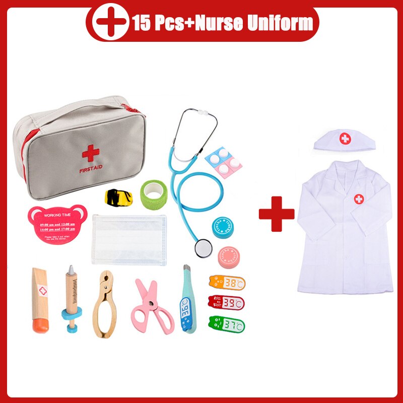 Kinderen Houten Doctor Case Rollenspel Pretend Speelgoed Set Stethoscoop Otoscoop En Tandheelkundige Spiegel Doctor Rollenspel: 8