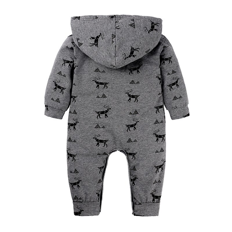Baby Jumpsuit Camouflage Hooded Jumpsuit Baby Lange Mouwen Cartoon Herten Man Warm Romper Baby Boy 0-24M