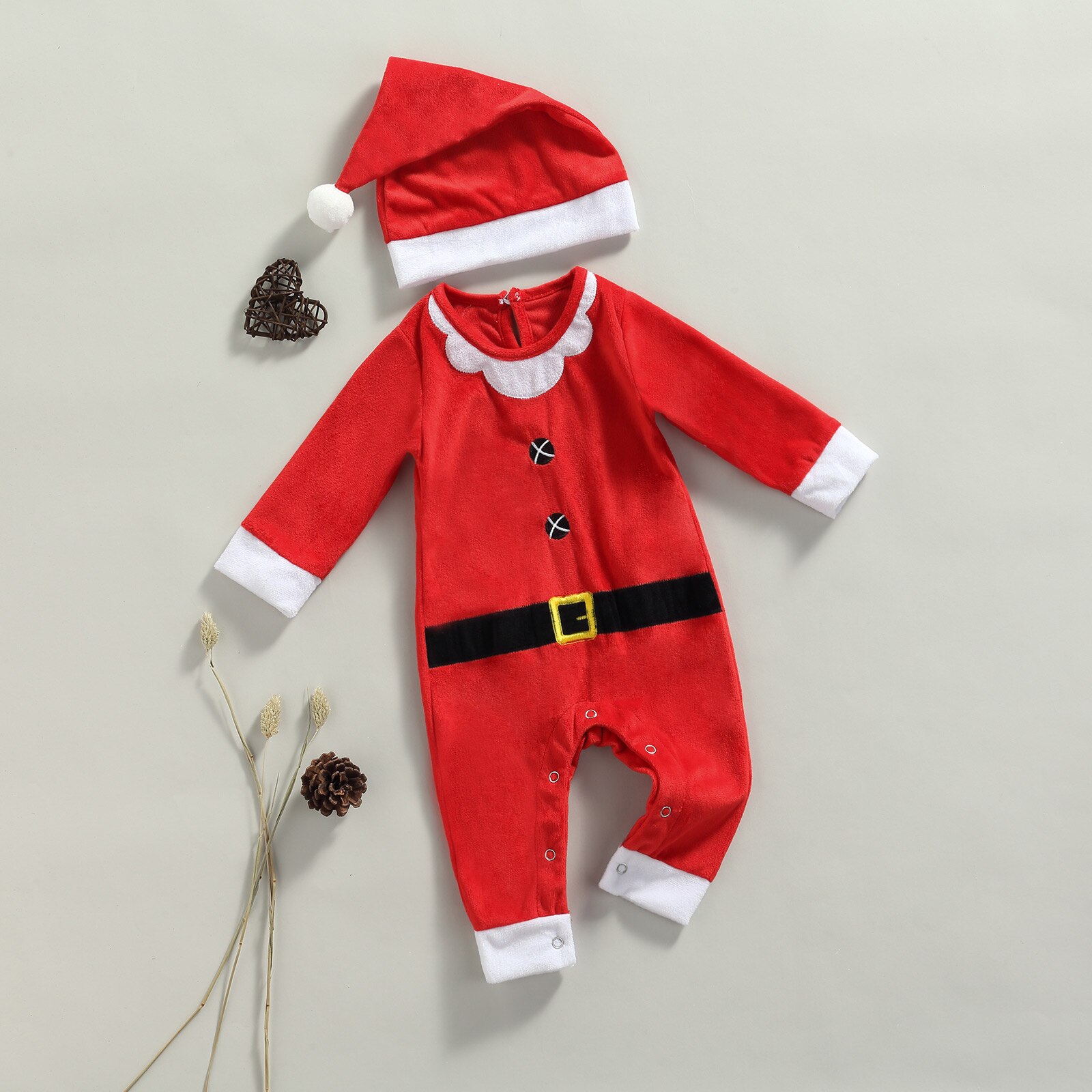 Kleinkind Baby Mädchen Jungen 2Stck Weihnachten Outfits, Langarm Rundhals Gesamt mit Hütte einstellen Santa Cosplay Kostüm