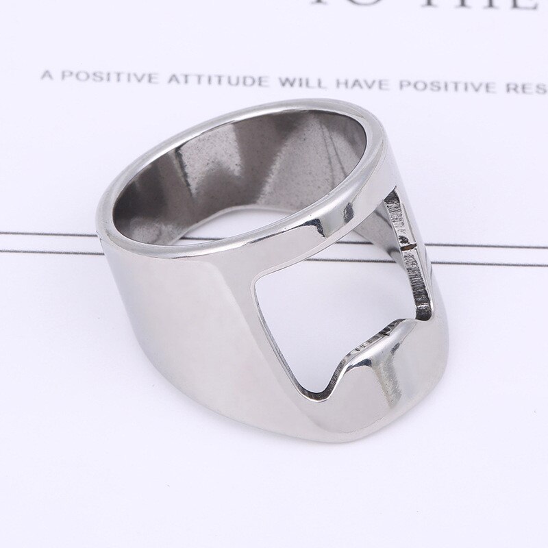 Rvs Bier Openers Vinger Ring Voor Man Ring-Vorm Bier Flesopener Ringen Bar Gereedschap Cool Ringen mannen: 6 / Silver