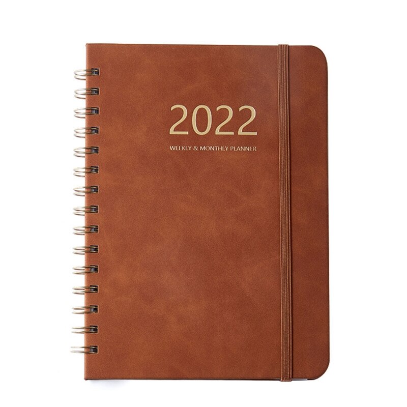 69HF 2022 Weekly Planner Notebook Journals Agenda Organizer Plan Note Book Schedule Notepad Stationery School Supplies: Brown