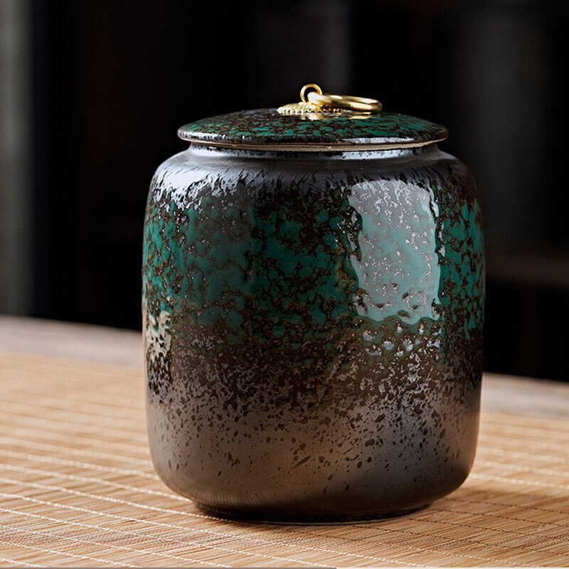 Retro Thee Kan Variabele Glazuur Decoratie Thee Kan Huishouden Opslagtank Vochtbestendig En Verse Houden Thee Kan Vakmanschap: ZTYBlv-10.6x13.3cm