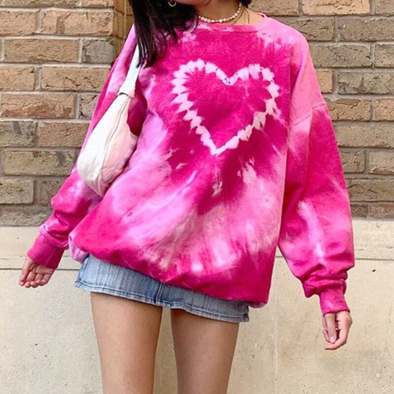 Retro Dames Dye Printing Trui Kleurrijke Patchwork Lange Mouw Sweater Mode Verse Trui Lange Top