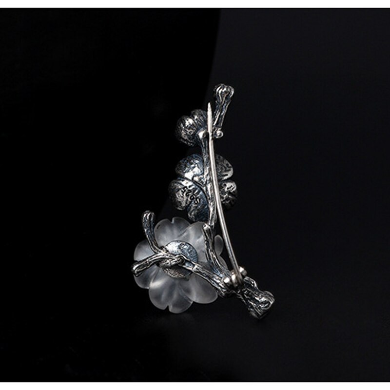 Plum blossom kristall broschen 925 sterling silber 3,26g Vintage broschen eleganz wilden broschen für frauen edlen schmuck