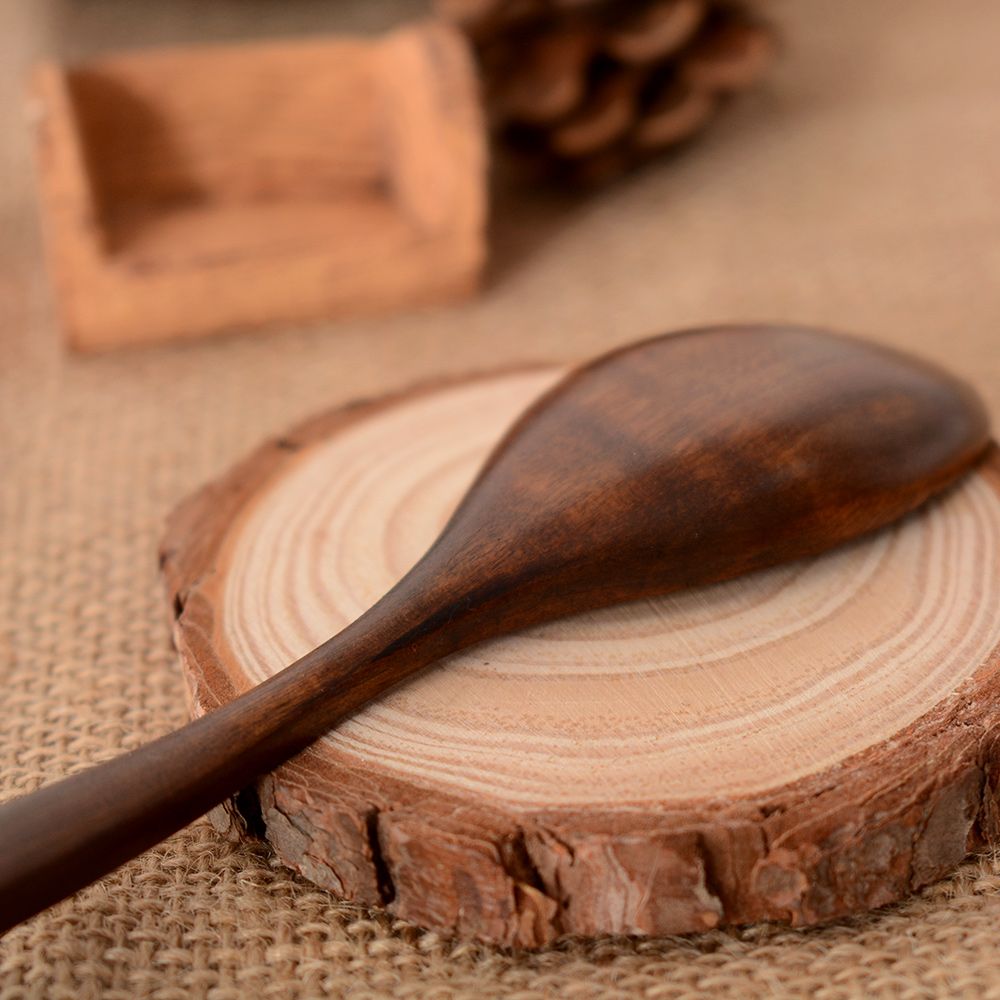 18cm Wooden Spoons Large Long Handled Spoon Wood Rice Soup Dessert Spoon Kids Spoon Kitchen Accessories