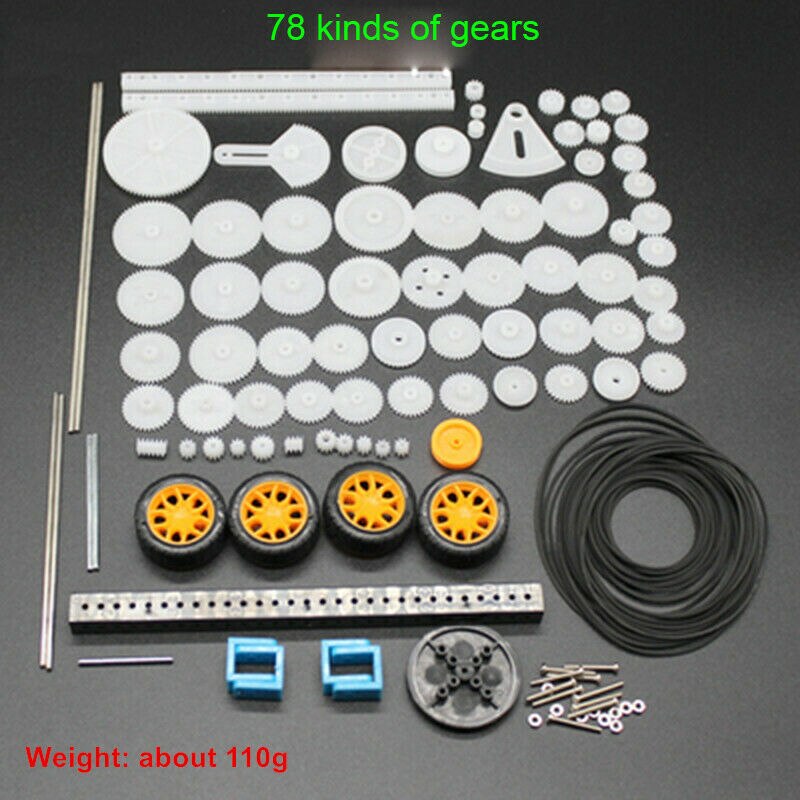 Forskellige gearpakker plast gear kit remskive rem aksel gear snekke krone motor gear samling 0.5 modul gear rack gør-det-selv legetøj