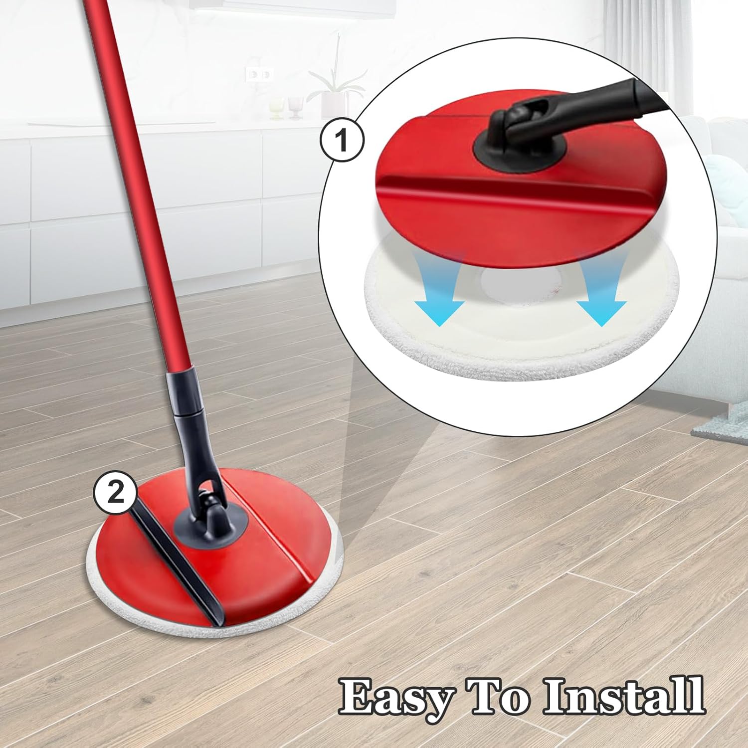 Moppepuder til erstatning af vileda clean spin moppehoved, udskiftning af vaskbart hoved i mikrofiber til rengøring af gulve