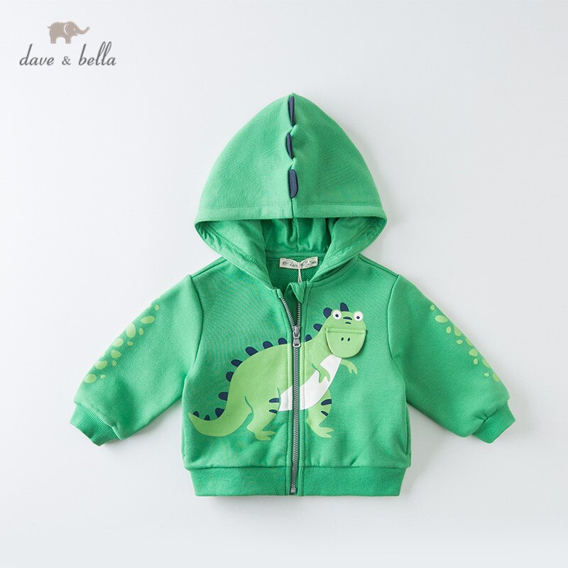 DBA12419 Dave Bella Lente Baby Jongen Afdrukken Jas Kinderen Mode Bovenkleding Kids Hooded Zipper Jas