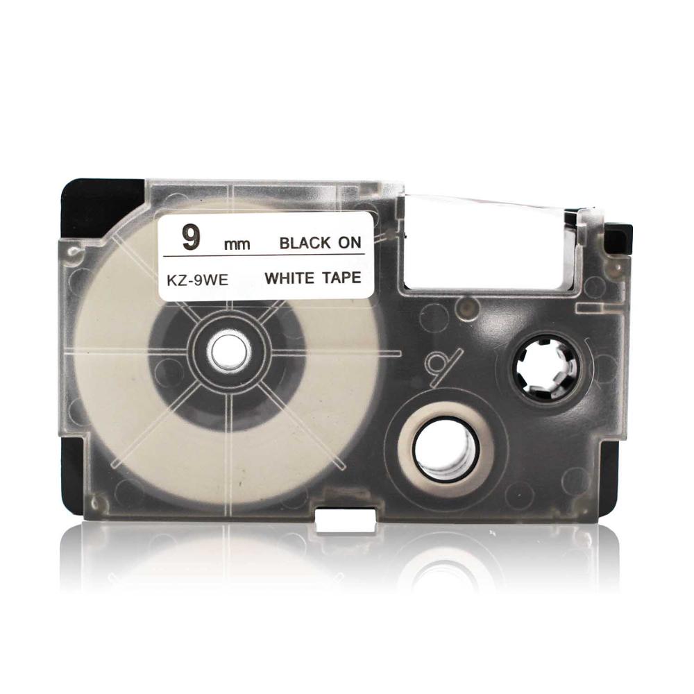 Absonic 6mm 9mm Label Tape For CASIO XR-6WE XR-9WE KL-170 KL-7400 KL-G2 Printer Labelmaker For CASIO XR-6X XR-9WE Tag Ribbon: Black on White / 6mm