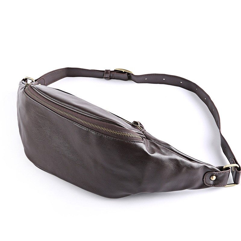 Taille Verpakking Mode Vrouwen S Taille Tas Locomotief Stijl Mannen Borst Pakken Corticale Fanny Pack Lederen Hip Pakket banaan Zak: Coffee color