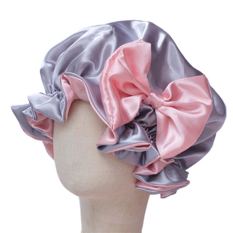 Bonnet de nuit en Satin soyeux pour bébé, Double couche réglable, Turban de nuit pour fille, couleur unie, mignon, à la ,: C-3