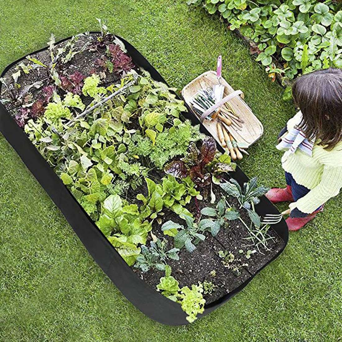 Macetas de fieltro para jardín, bolsas de tela para cultivo de vegetales, macetas grandes, suministros de jardinería, 180x90x30cm
